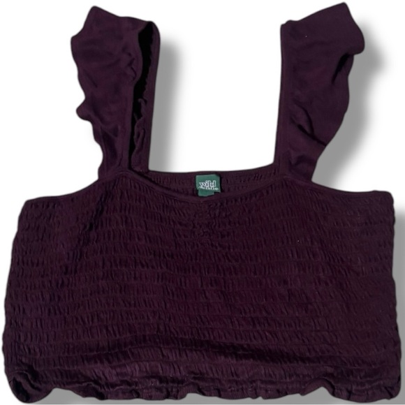 Wild Fable Women's Plum Smocked Rouched Ruffle Sleeve Crop Tank Top - Picture 12 of 16